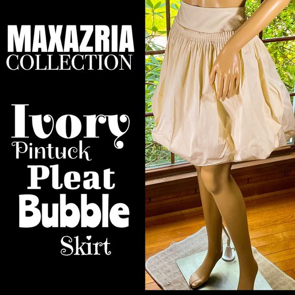 BCBGMaxAzria Dresses & Skirts - ▪️MAXAZRIA COLL▪️Ivory Pintuck Pleat Bubble Skirt
